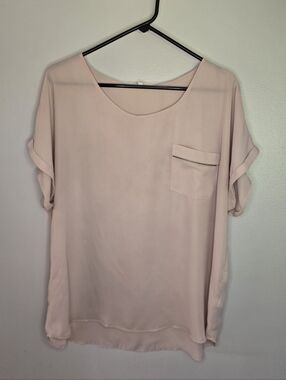 Maurices Light Pink Short Sleeve Pocket Blouse